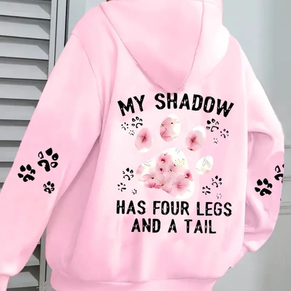 Tops - NEW Pink Hoodie with Paw Print Design